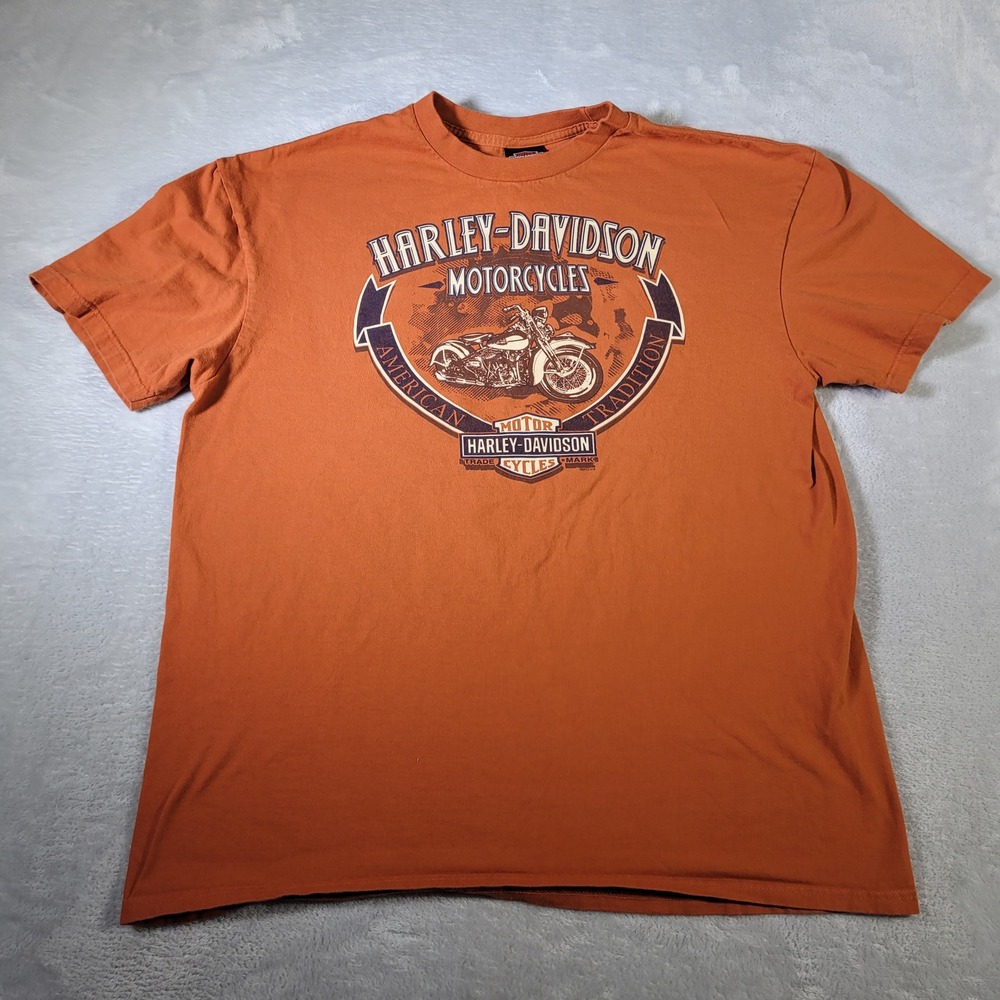 Harley-Davidson T-Shirt Men XL Orange Washington DC 2011 American Tradition Tee